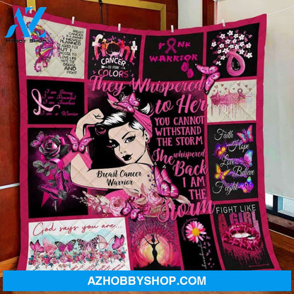 Breast Cancer Awareness I Am The Storm Strong Woman Gift Fleece Blanket
