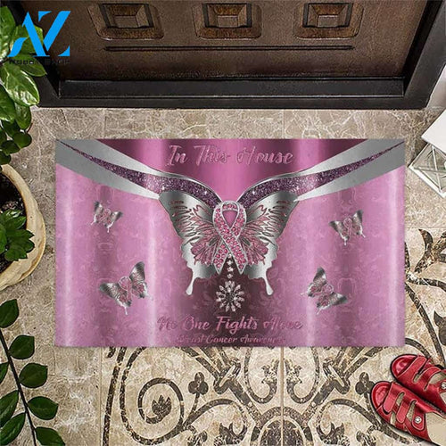 Breast Cancer Awareness - In This House No One Fight Alone oormat Floor Rug Housewarming Gift Home Living Home Decor Funny Doormat Gift Idea