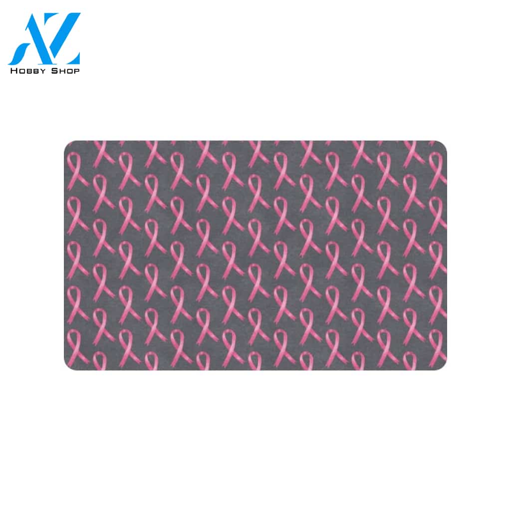 Breast Cancer Awareness Pattern Rubber Doormat