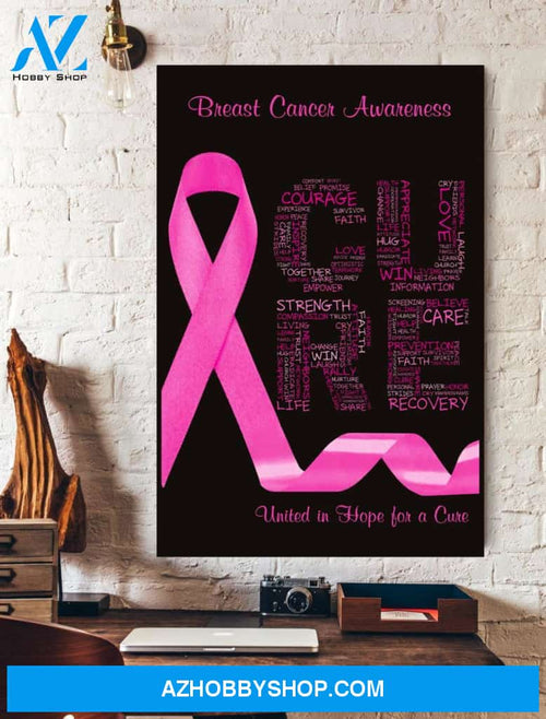 Breast Cancer Awareness United In Hope For A Cure Wall Art Canvas Prints Unique Gifts