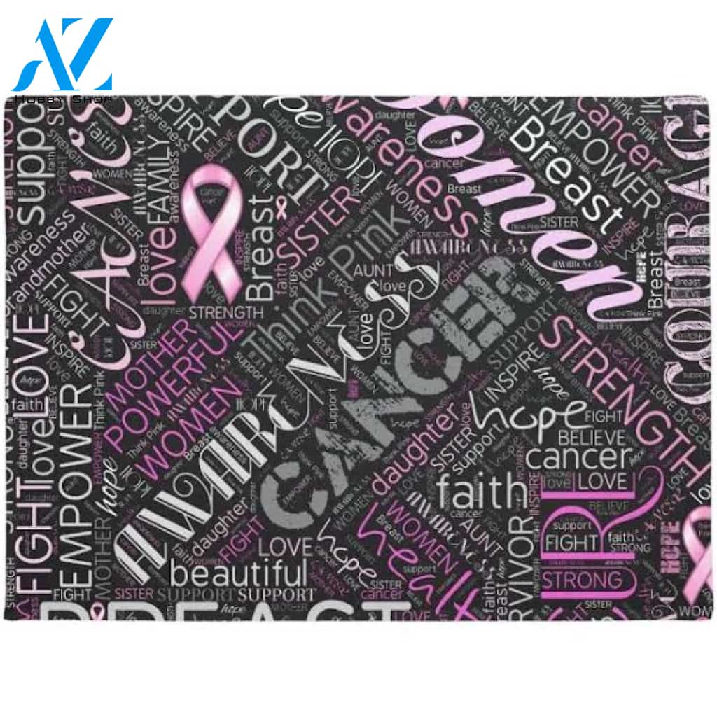 Breast Cancer Awareness Word Cloud Indoor and Outdoor Doormat Warm House Gift Welcome Mat Gift for Friend Family