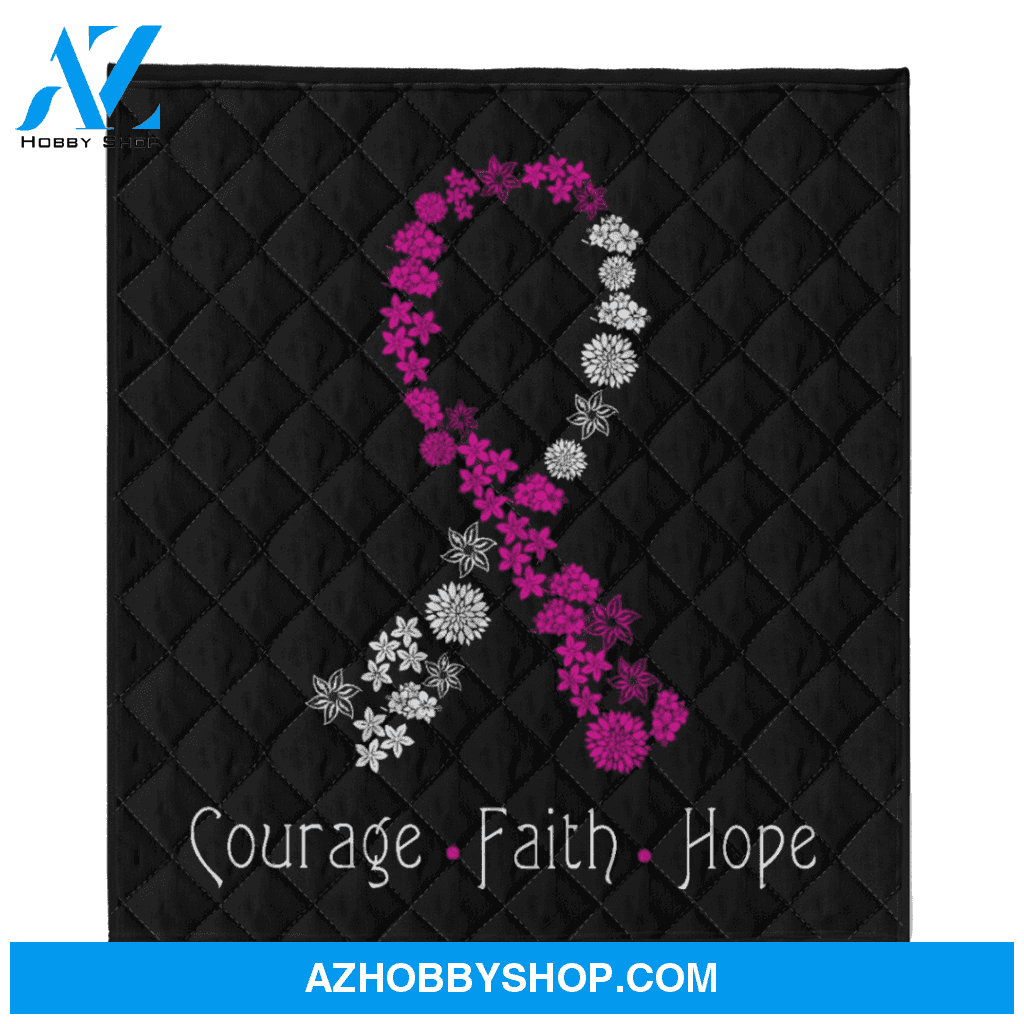 Breast Cancer Blanket, Courage Faith Hope Blanket, Fight cancer blanket, Cancer survivor blanket