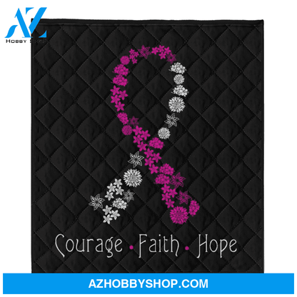 Breast Cancer Blanket, Courage Faith Hope Blanket, Fight cancer blanket, Cancer survivor blanket