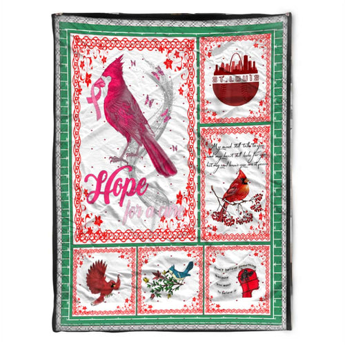 Breast Cancer Cardinal Bird Hope For The Cure,Fleece Blanket Gift For Friend Family Birthday,Gift Home Decor Bedding Couch Sofa Soft And Comfy Cozy