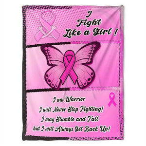 Breast Cancer I Fight Like Aa Girl,Fleece Blanket Gift For Friend Family Birthday,Gift Home Decor Bedding Couch Sofa Soft And Comfy Cozy