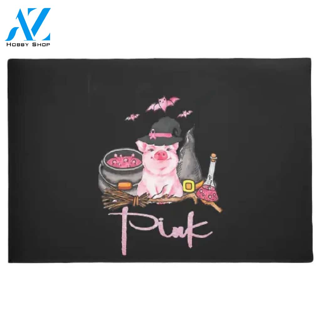 Personalized Name Family House Breast Cancer Pig - We Wear Pink Doormat Welcome Mat House Warming Gift Home Decor Gift For Pig Lovers Funny Doormat Gift Idea