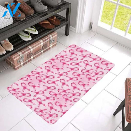 Breast Cancer Pink Ribbon Pattern Doormat Welcome Mat House Warming Gift Home Decor Funny Doormat Gift Idea