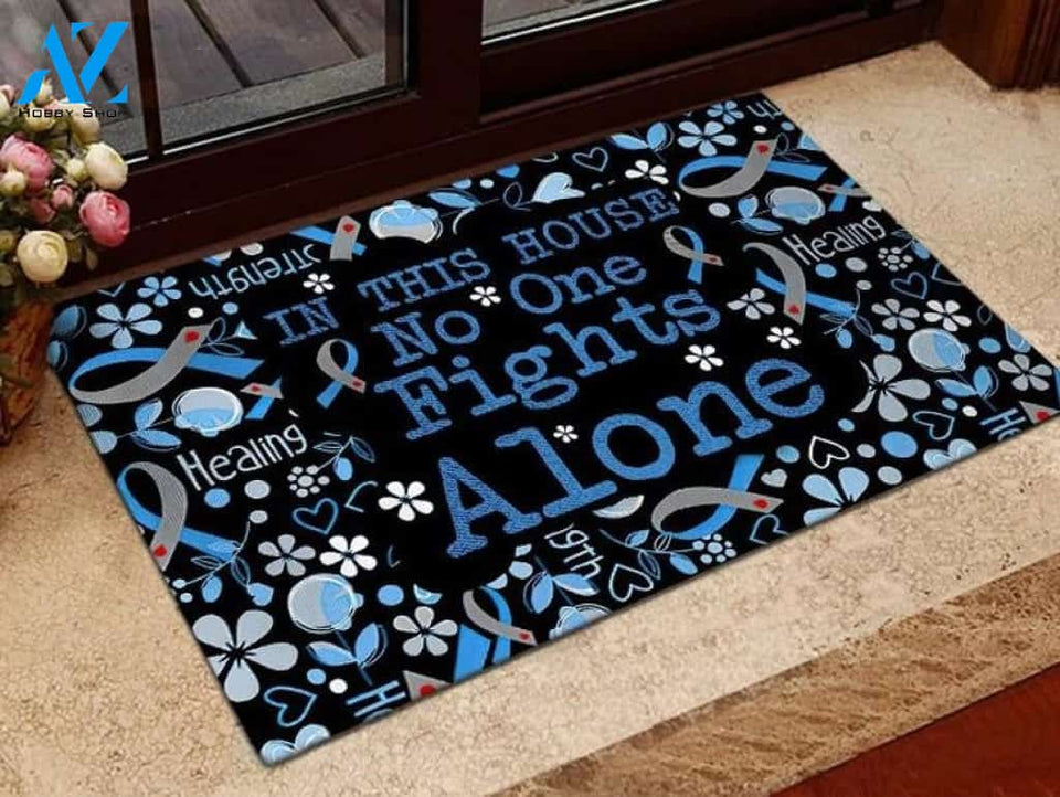 Breast Cancer Survivor Gift - In This House No One Fights Alone Doormat Warm House Gift Welcome Mat Gift for Friend Family