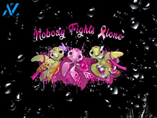 Personalized Name Family House Breast Cancer Warrior - Nobody Fights Alone Doormat Welcome Mat House Warming Gift Home Decor Gift For Turtle Lovers Funny Doormat Gift Idea