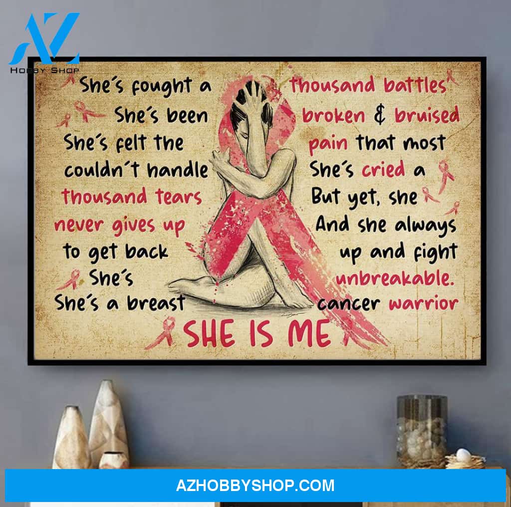 Breast Cancer Warrior Stronger - Horizontal Poster Canvas - Owlsmatrix