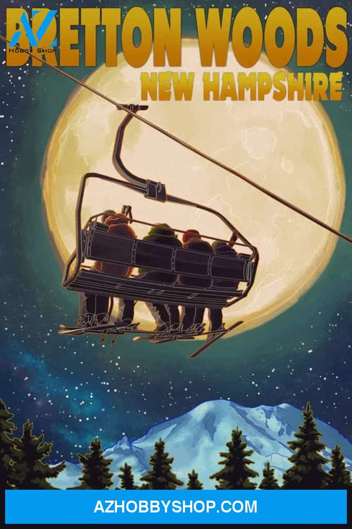 Bretton Woods New Hampshire Ski Lift And Full Moon