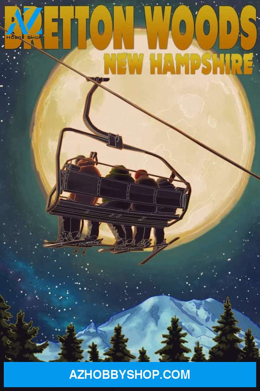 Bretton Woods New Hampshire Ski Lift And Full Moon