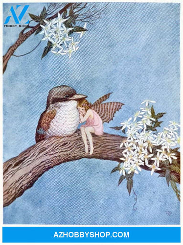 Bridget Cuddled Up Against A Fat Baby Kookaburra Vintage Poster