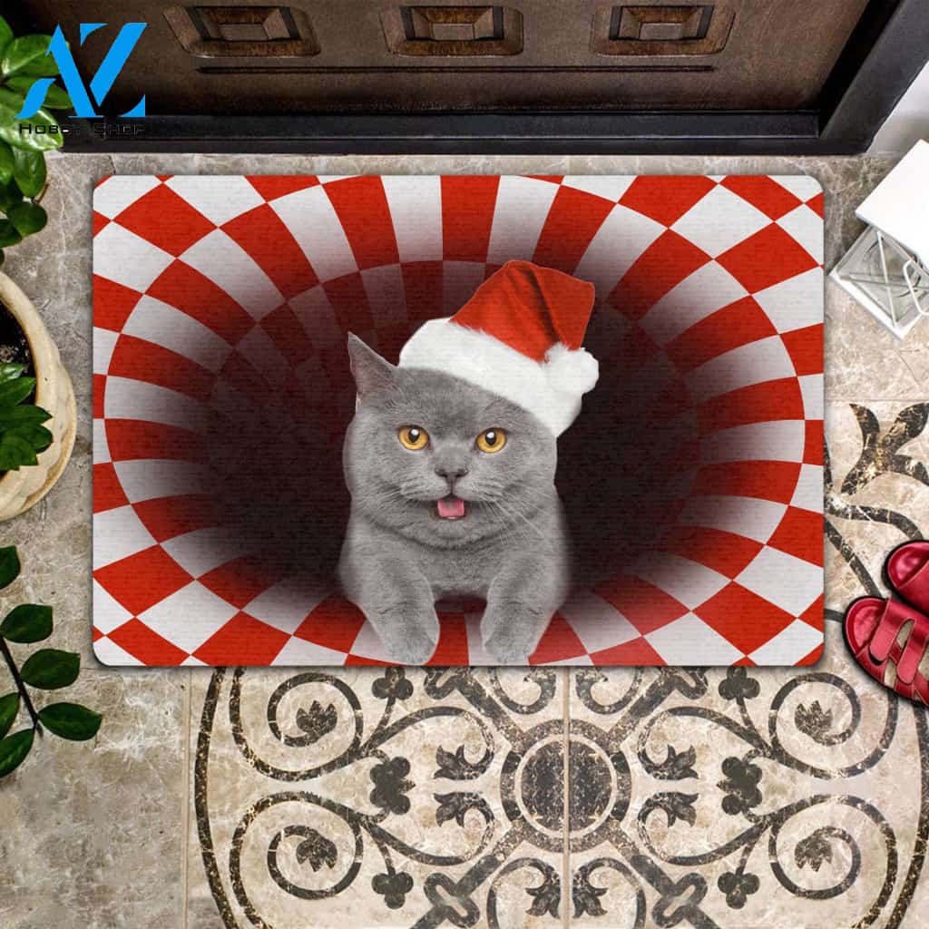 British Short Hair Christmas - Cat Doormat | Welcome Mat | House Warming Gift | Christmas Gift Decor