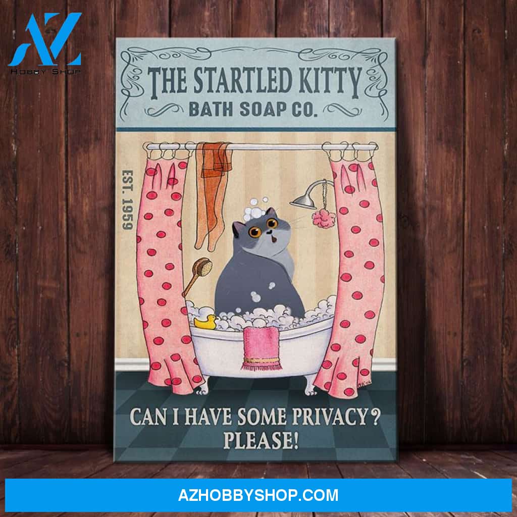 British Shorthair Cat Bath Soap Canvas Wall Art, Wall Decor Visual Art