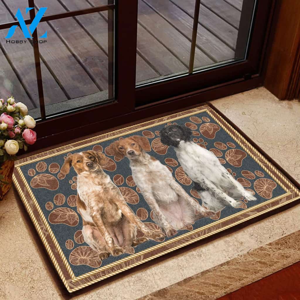 Brittany Flower Paw - Dog Doormat Welcome Mat House Warming Gift Home Decor Gift for Dog Lovers Funny Doormat Gift Idea