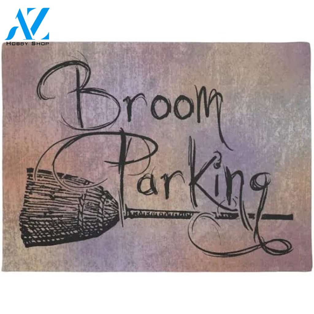Broom Parking Witch Halloween Doormat Indoor and Outdoor Mat Entrance Rug Funny Home Decor Closing Gift Gift for Friend Idea