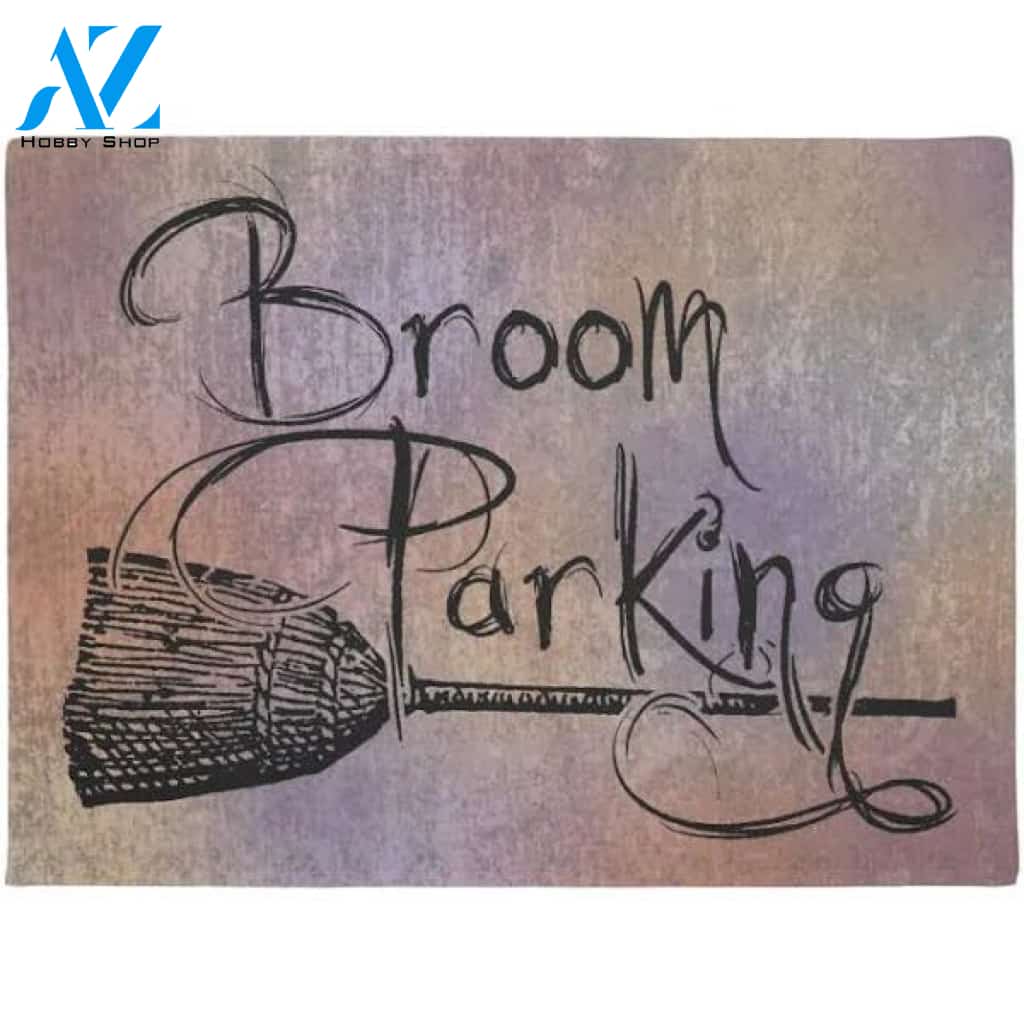 Broom Parking Witch Halloween Doormat Indoor and Outdoor Mat Entrance Rug Funny Home Decor Closing Gift Gift for Friend Family Gift Idea