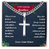Brother - Christmas-  Personalized Cross Necklace on Cuban Chain