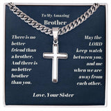 Brother Personalized Cross Necklace on Cuban Chain