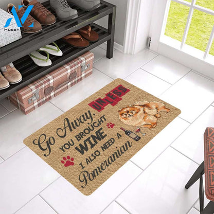 Brought Wine And Also Need A Pomeranian Doormat Indoor And Outdoor Mat Entrance Rug Sweet Home Decor Housewarming Gift Gift For Friend Family Stem Feminist