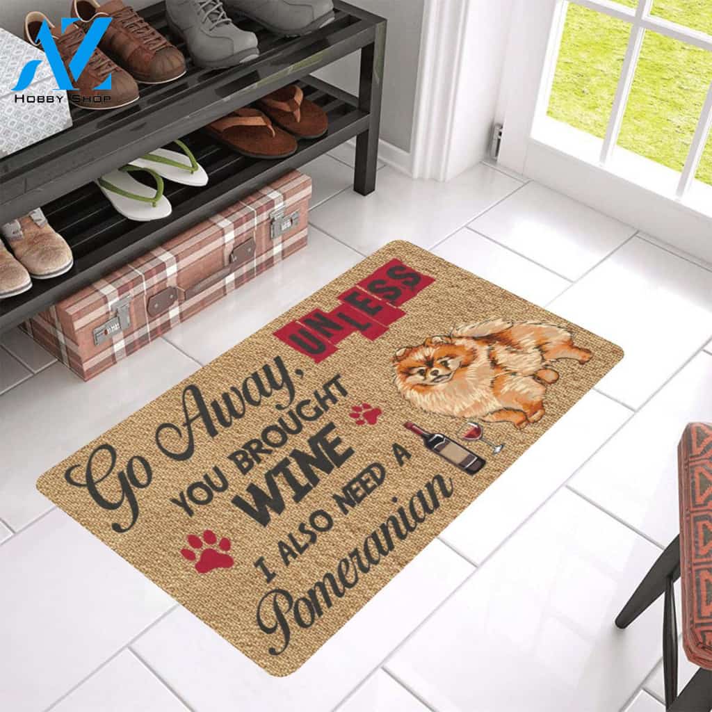 Brought Wine And Also Need A Pomeranian Doormat Indoor And Outdoor Mat Entrance Rug Sweet Home Decor Housewarming Gift Gift For Friend Family Stem Feminist