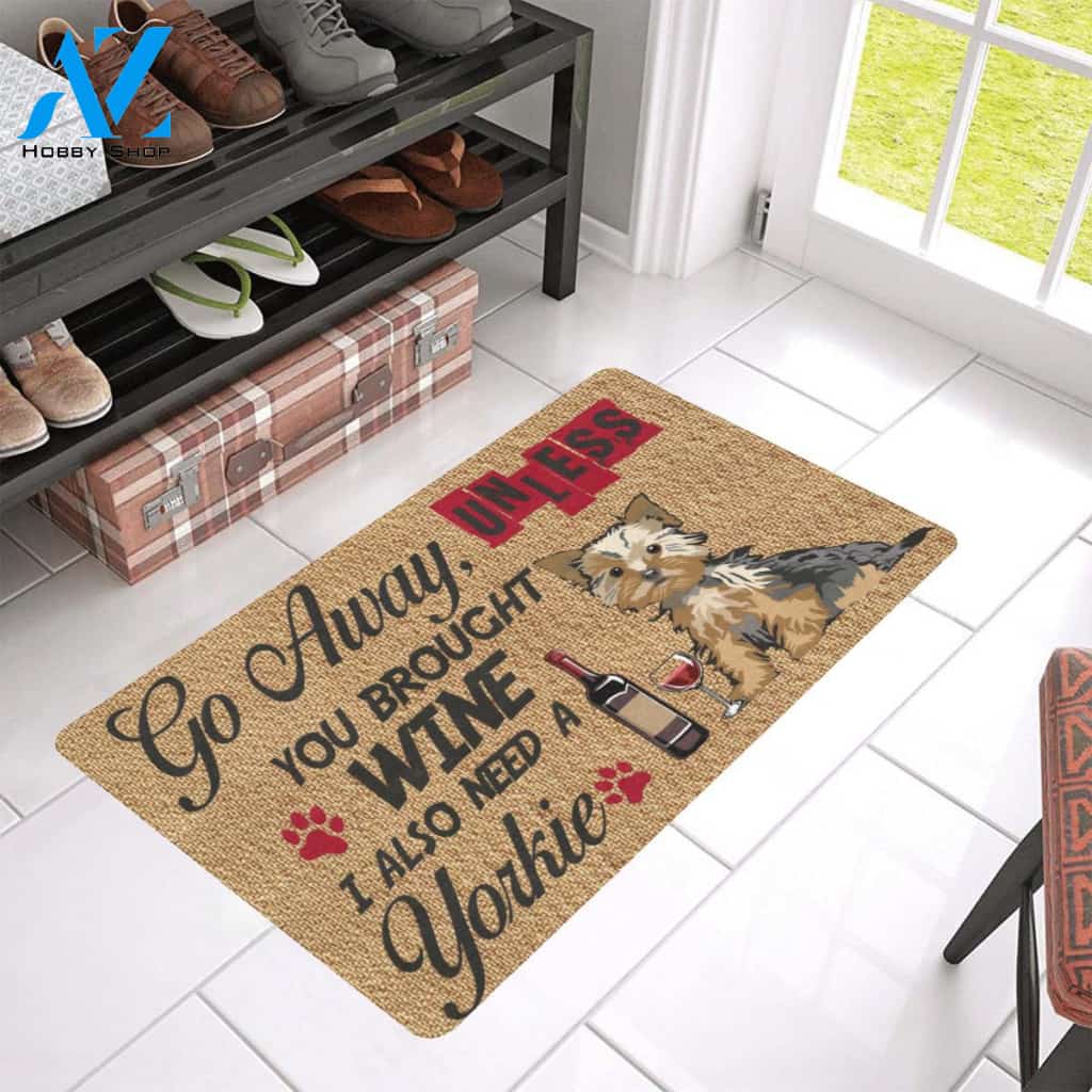 Brought Wine And Also Need A Yorkie Doormat Indoor And Outdoor Mat Entrance Rug Sweet Home Decor Housewarming Gift Gift For Friend Family Stem Feminist