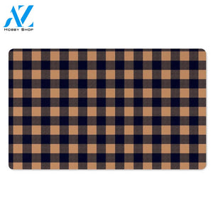 Brown Plaid Door Mat