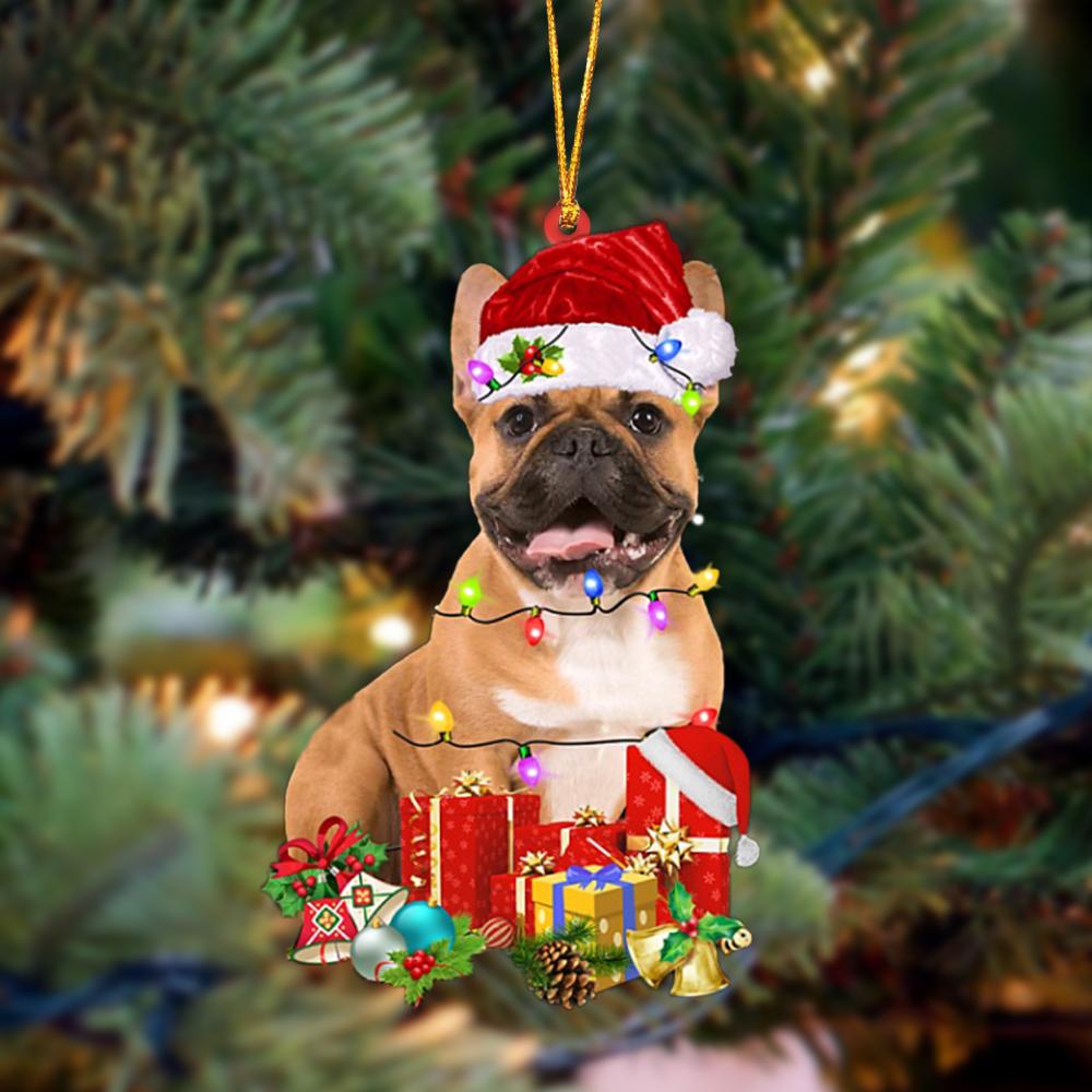 Ornament- brown French Bulldog-Dog Be Christmas Tree Hanging Ornament, Happy Christmas Ornament, Car Ornament