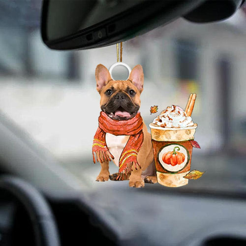 Brown French Bulldog-Pumpkin Spice Kinda-Two Sided Ornament