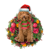 Godmerch- Ornament- Brown Labradoodle Christmas Ornament, Happy Christmas Ornament, Car Ornament