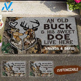 Buck Doe Fawn Family Personalized Doormat, Customized Doormat Indoor Outdoor, Personalized Gift For Family Couple Lover On Valentine's Day, Live Preview AM07