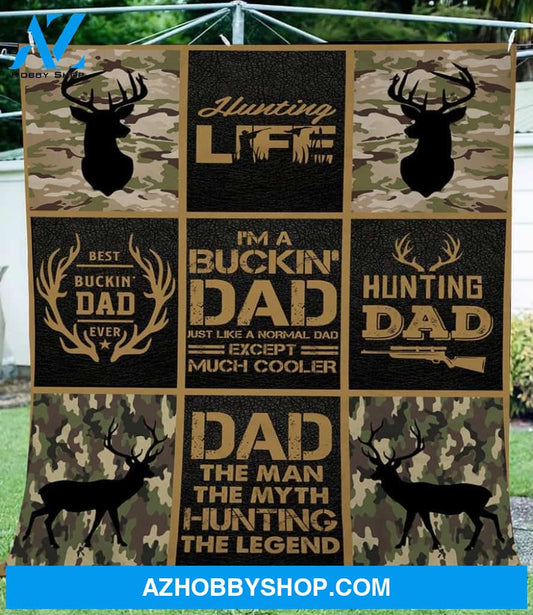 Buck Hunting Camo Fleece Blanket - Hunting Gift For Father's Day, Birthday, Christmas Gift For Dad