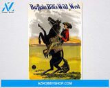 Buffalo Bill's Wild West Cowboys Riding Wild Mustangs Horse Show Usa Vintage Retro Poster, Vintage Advertising, Wall Art Poster, Art Canvas