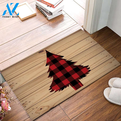 Buffalo Plaid Christmas Tree Doormat Indoor And Outdoor Mat Entrance Rug Sweet Home Decor Housewarming Gift Gift Friend Family Christmas Holiday