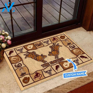 Bull Riding Basic Brown Custom Doormat | Welcome Mat | House Warming Gift