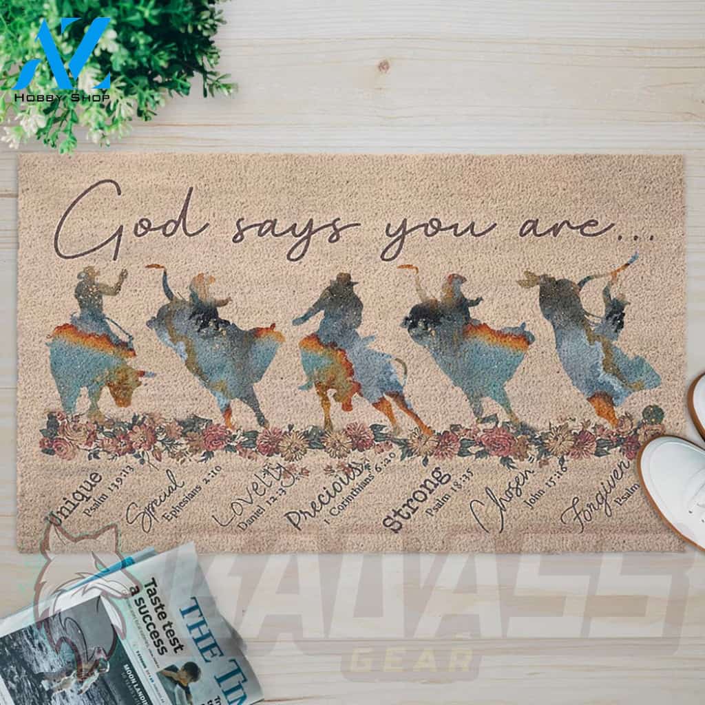 Bull Riding God Says You Are Doormat | Welcome Mat | House Warming Gift