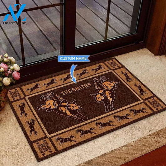 Bull riding Horseshoe Pattern Custom Doormat | Welcome Mat | House Warming Gift