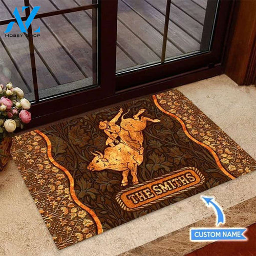 Bull Riding Unique Brown Custom Doormat | Welcome Mat | House Warming Gift