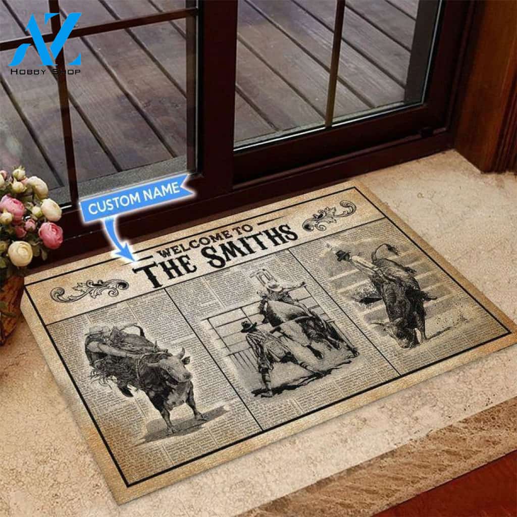 Bull riding Welcome To Custom Doormat | Welcome Mat | House Warming Gift