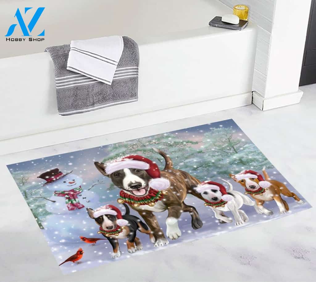 Bull Terrier Christmas Dog Running Doormat
