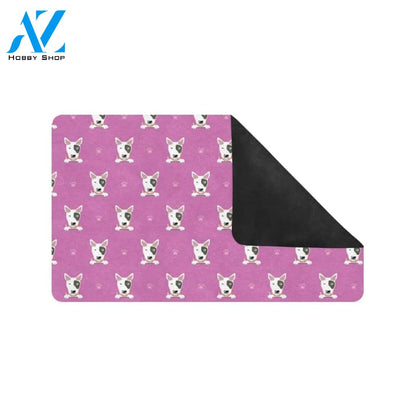 Bull Terrier Happy Print Pattern Rubber Doormat