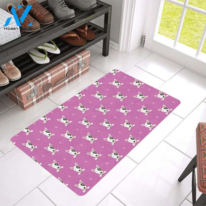 Bull Terrier Happy Print Pattern Rubber Doormat