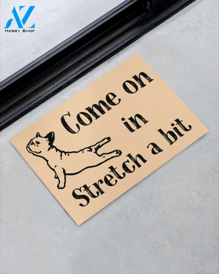 Bulldog And Yoga Lover Come On In Stretch A Bit Doormat, Gift For Dog Lovers, Gift For Friend Family Birthday Gift Decor Warm House Gift Welcome Mat