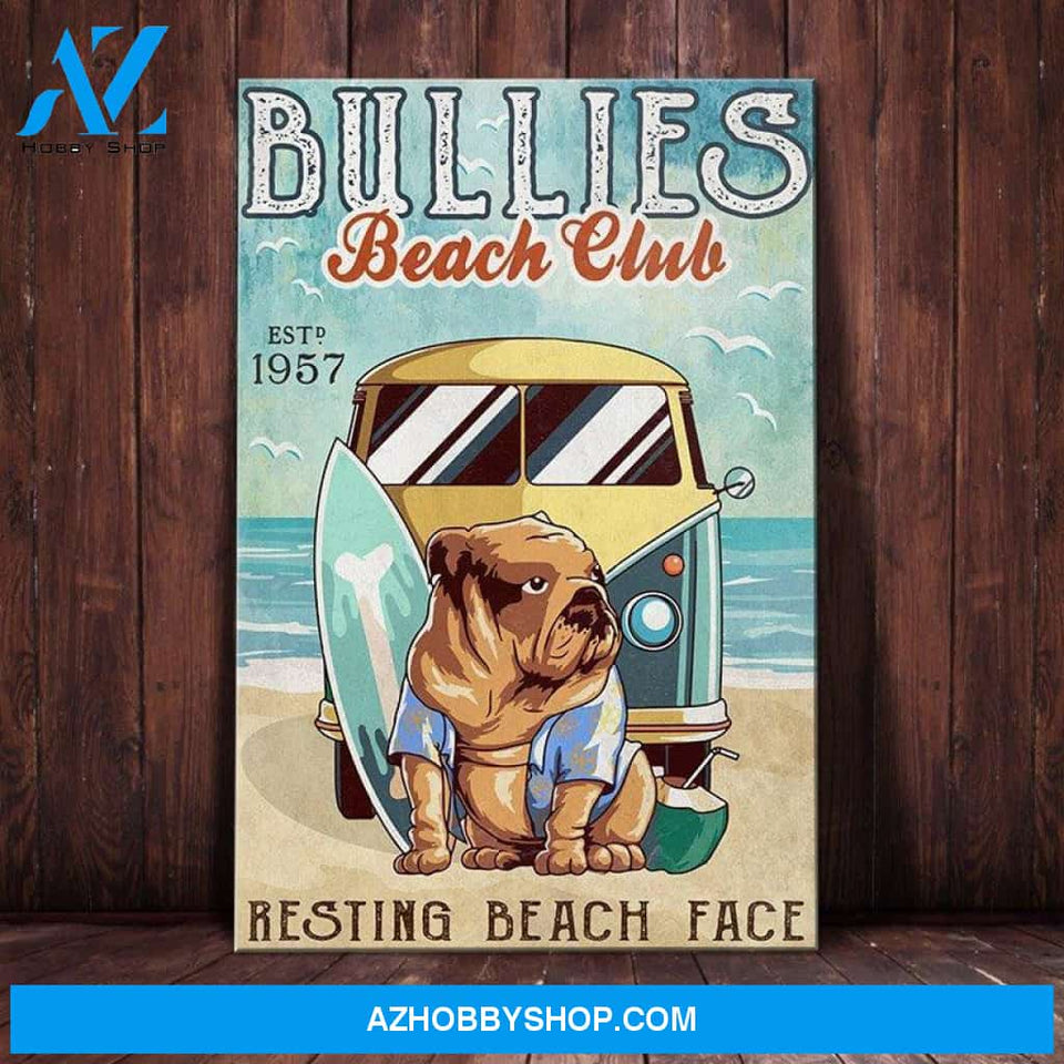 Bulldog Beach Club Canvas Wall Art, Wall Decor Visual Art