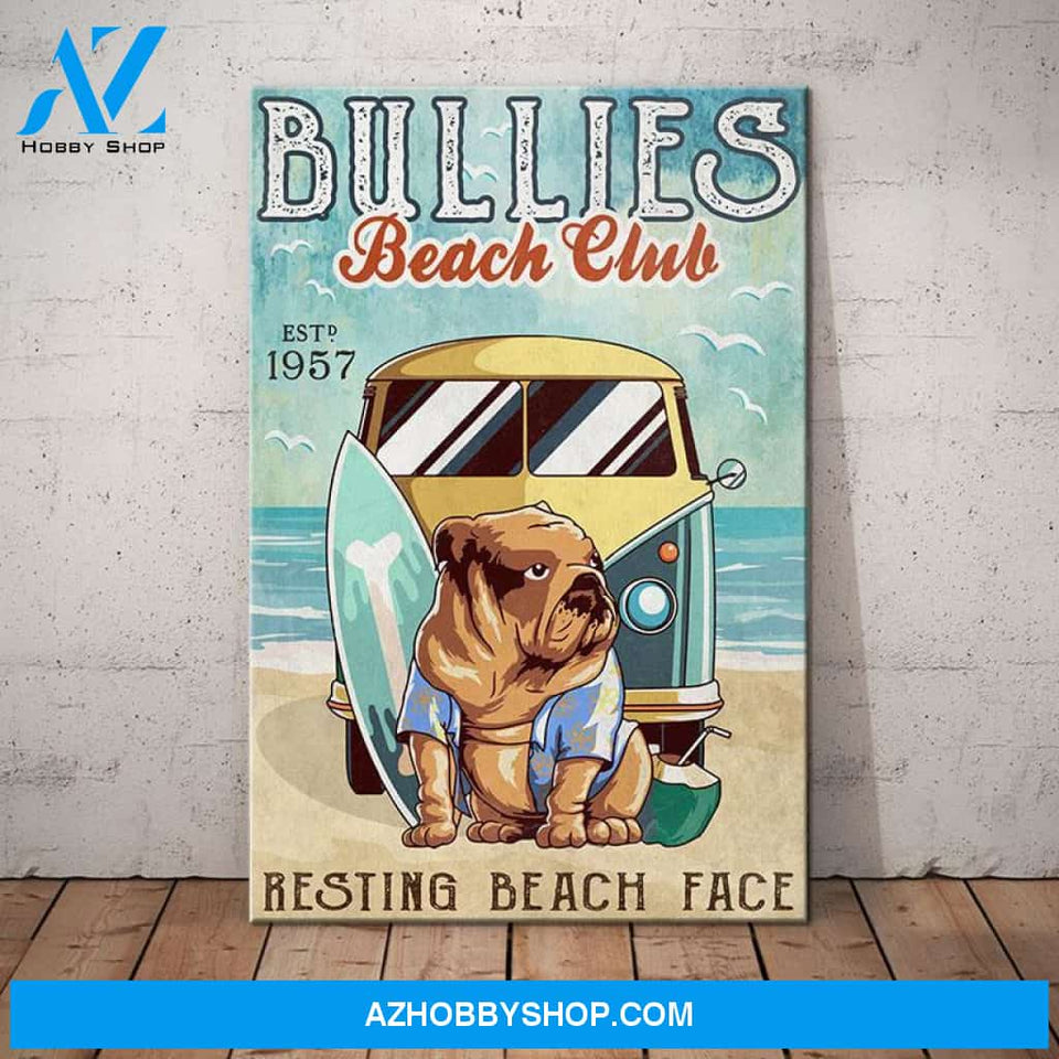 Bulldog Beach Club Canvas Wall Art, Wall Decor Visual Art