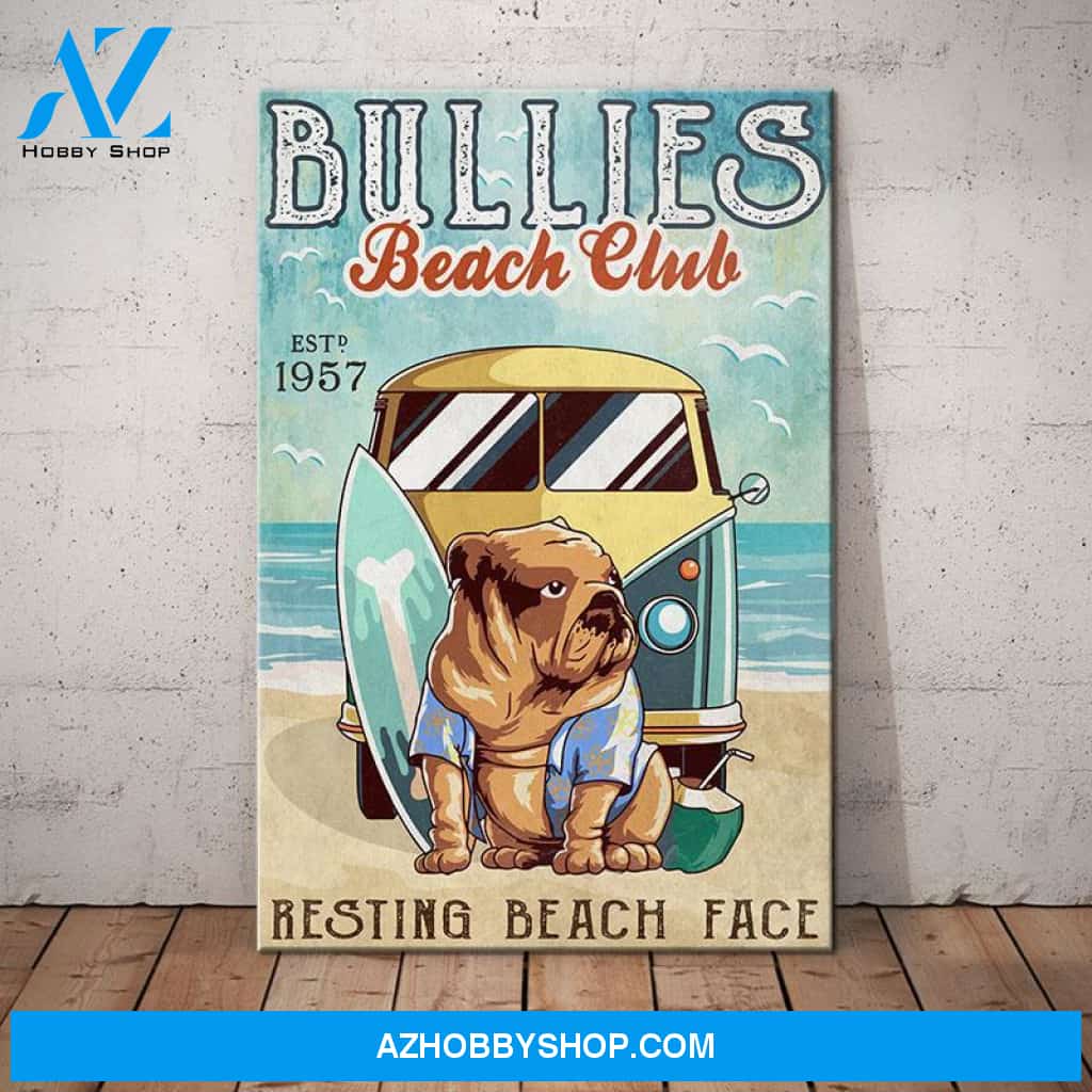 Bulldog Beach Club Canvas Wall Art, Wall Decor Visual Art