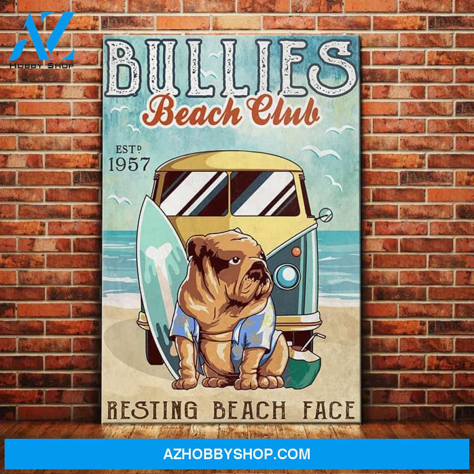 Bulldog Beach Club Canvas Wall Art, Wall Decor Visual Art