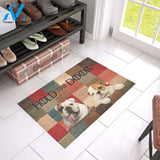 Bulldog Hold The Door Doormat Indoor And Outdoor Mat Entrance Rug Sweet Home Decor Housewarming Gift Gift For Friend Family Stem Feminist