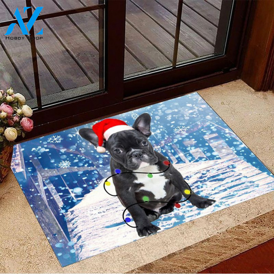 Bulldog Ice Snow Doormat Christmas, Gift For Dog Bulldog Lovers, Doormat Rug Welcome Mat Housewarming Home Decor Funny Doormat Gift Idea